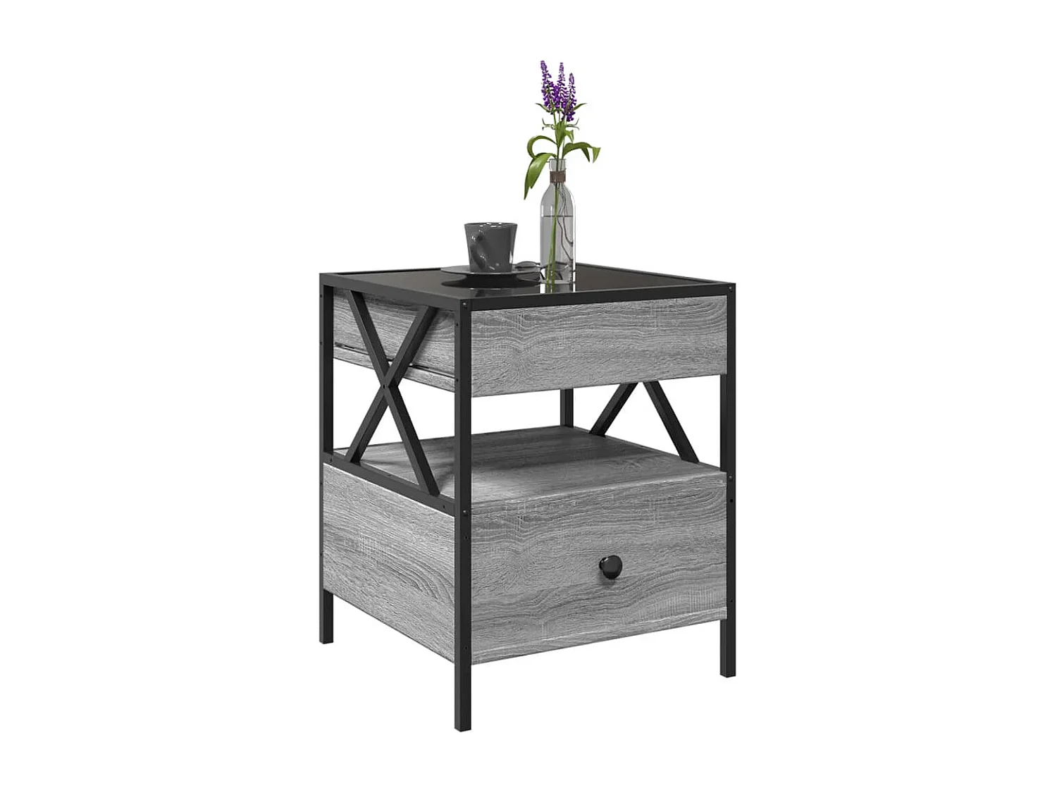 Tavolino da Salotto con LED Infinity Grigio Sonoma 40x40x51 cm