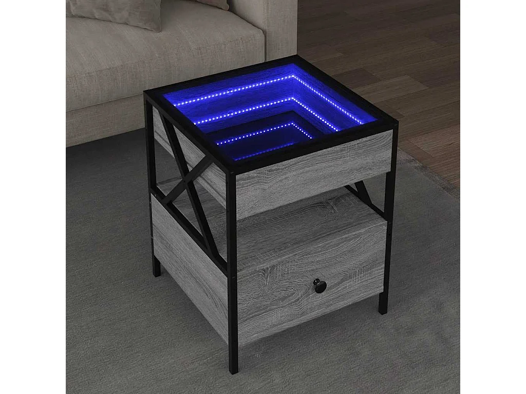 Salontafel met Infinity LED 40x40x51 cm grijs sonoma eikenkleur