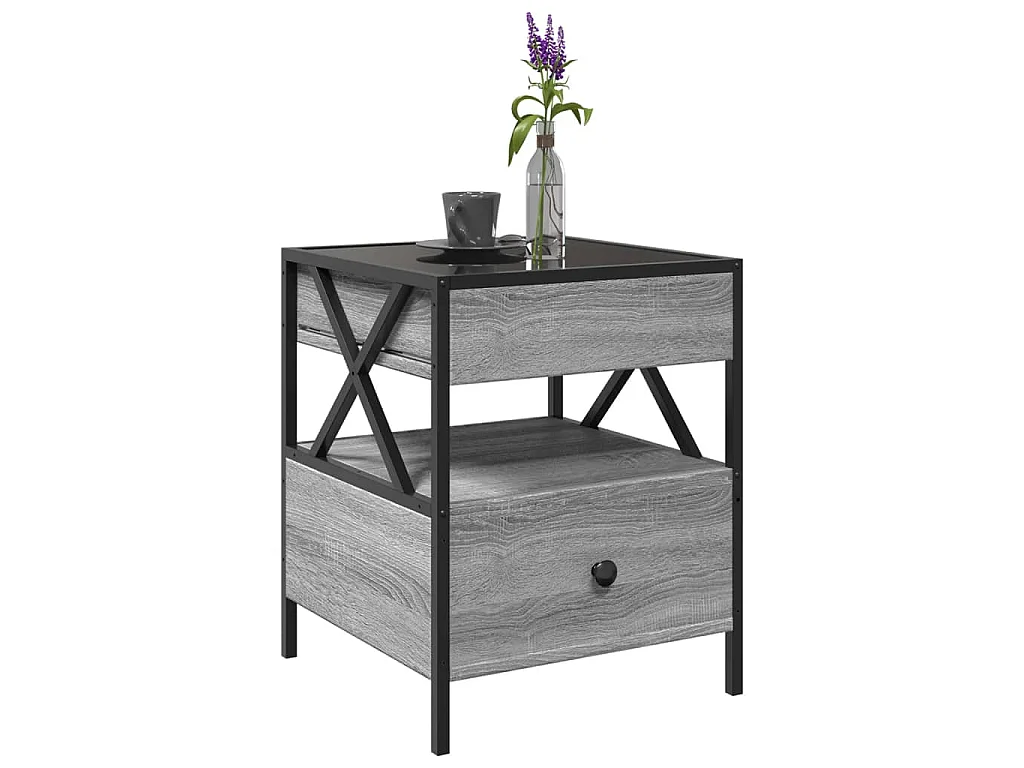 Salontafel met Infinity LED 40x40x51 cm grijs sonoma eikenkleur