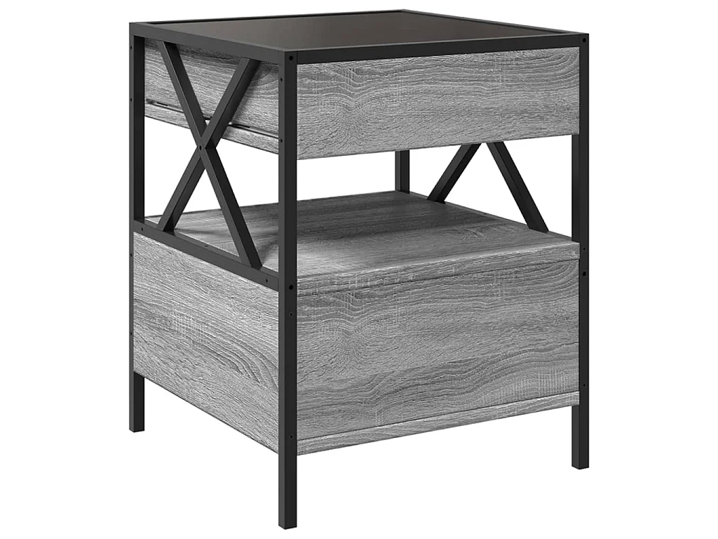 Salontafel met Infinity LED 40x40x51 cm grijs sonoma eikenkleur