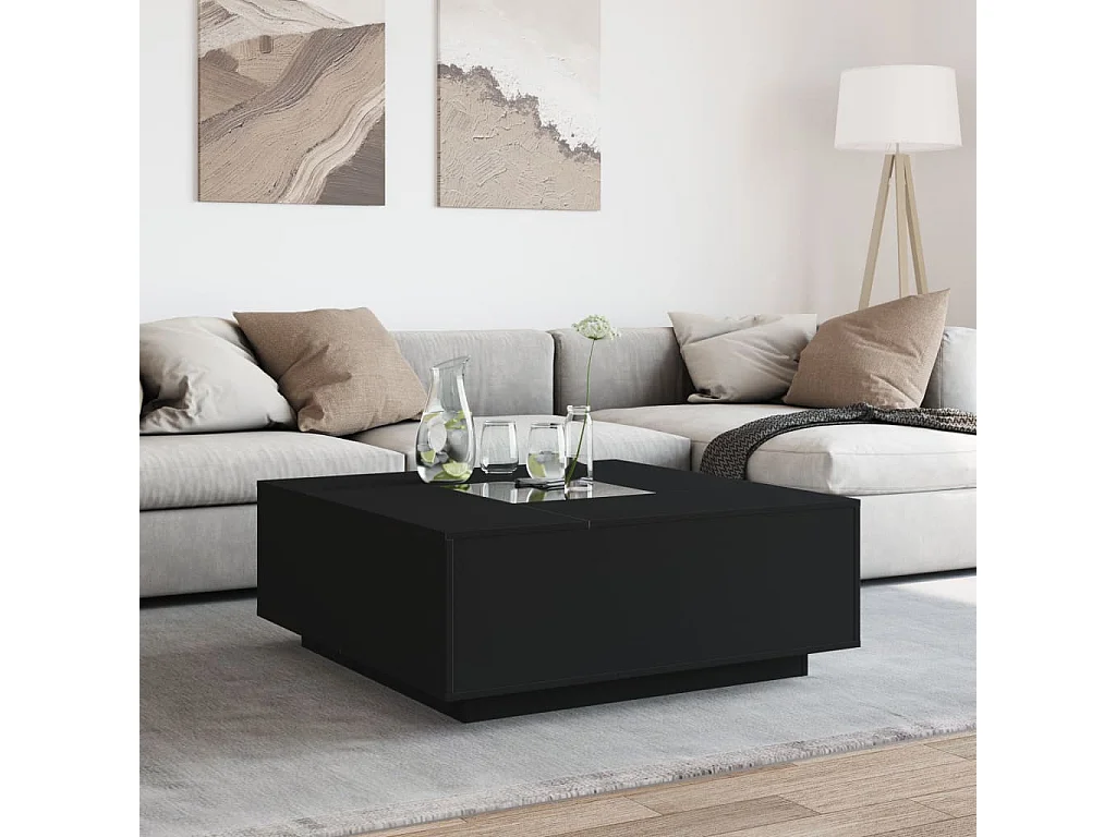 Table basse avec LED infini noir 100x100x40 cm