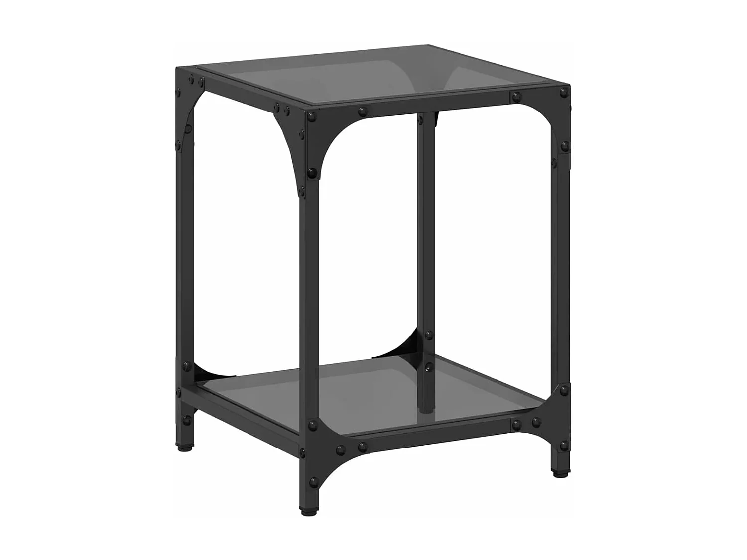 Table basse avec dessus en verre noir 30x30x40 cm acier