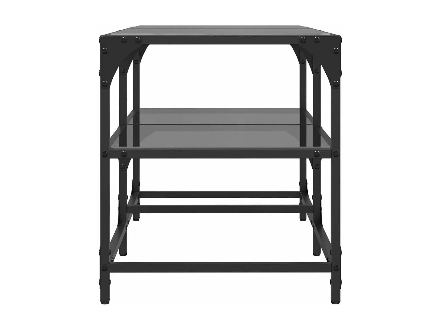 Table basse avec dessus en verre noir 78,5x40x45 cm acier