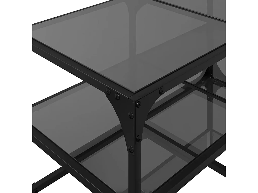 Table basse avec dessus en verre noir 78,5x40x45 cm acier