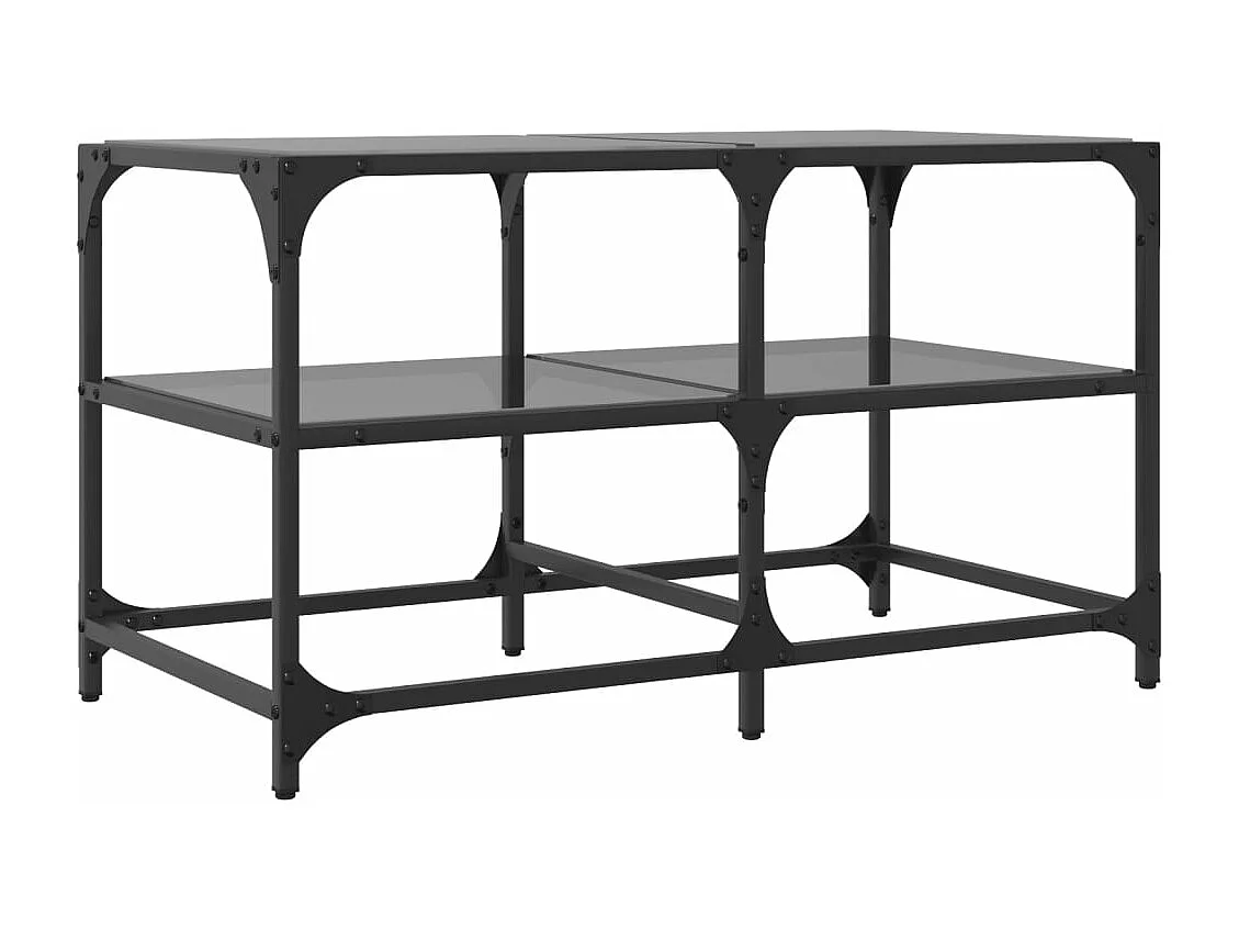 Table basse avec dessus en verre noir 78,5x40x45 cm acier