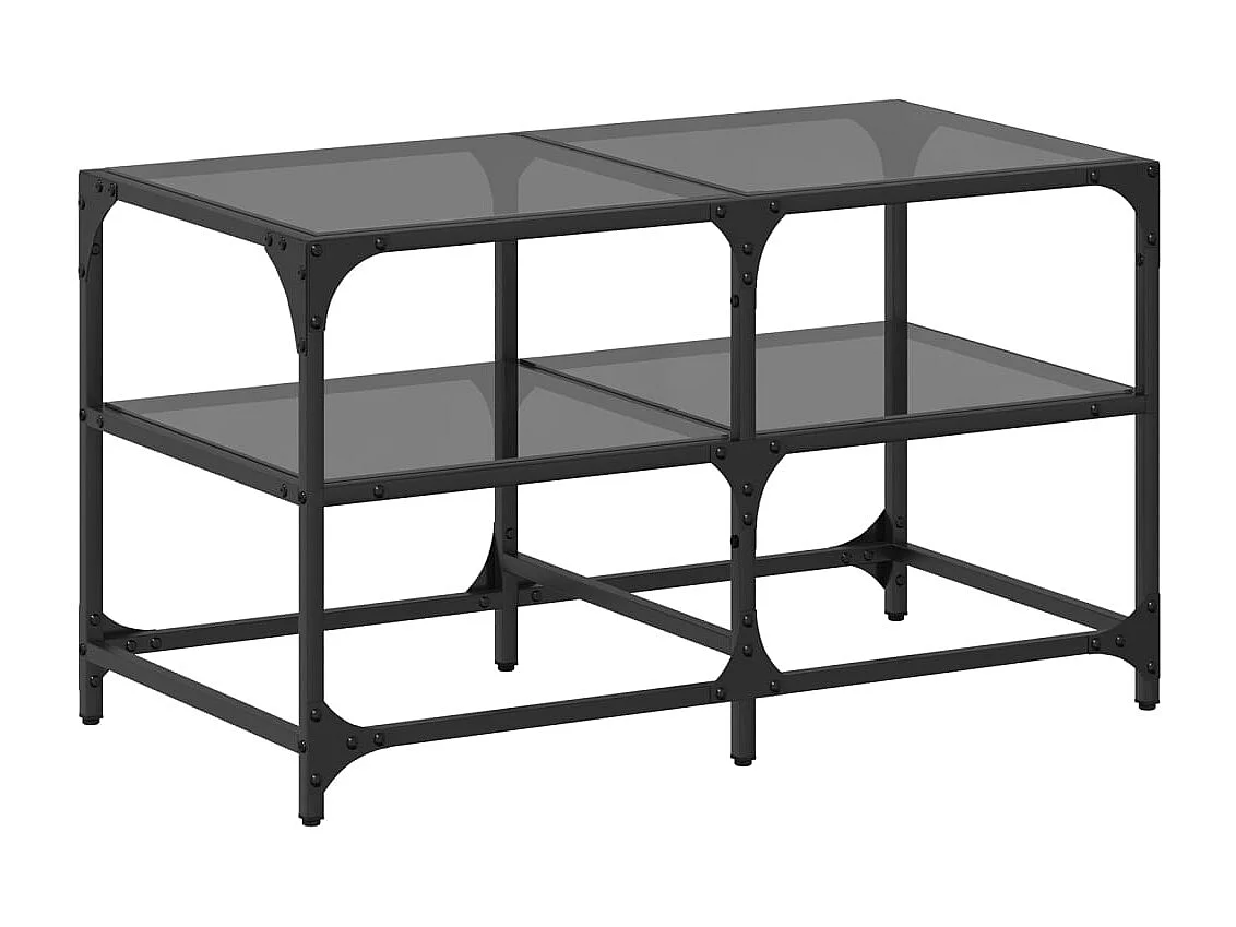 Table basse avec dessus en verre noir 78,5x40x45 cm acier