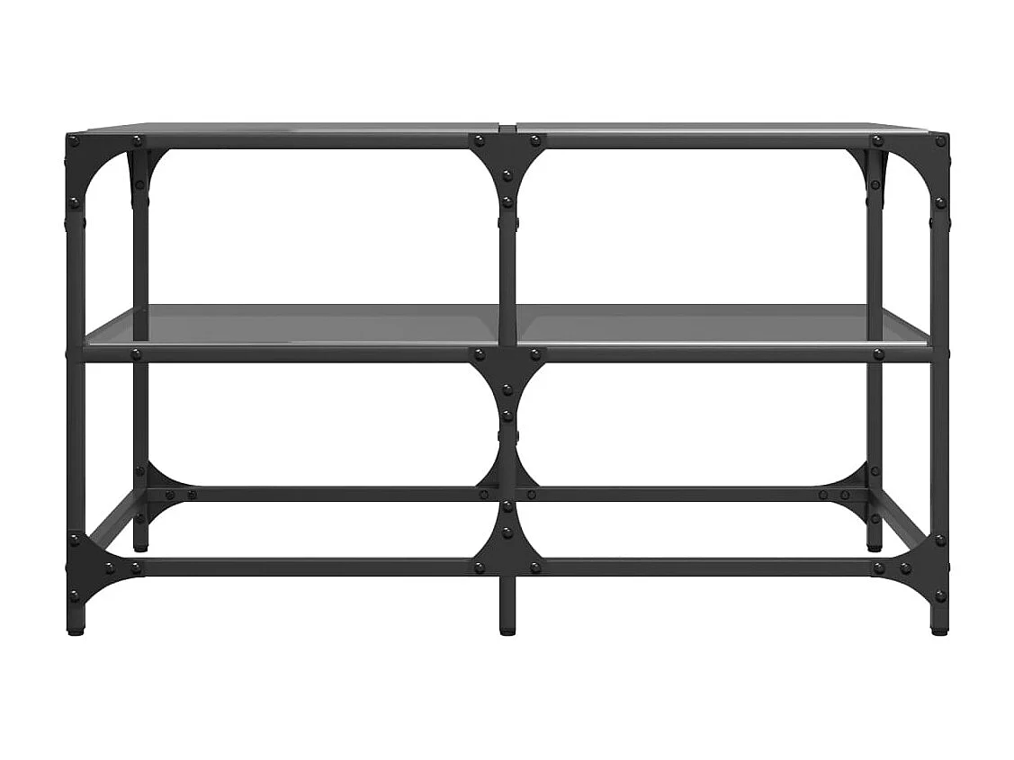 Table basse avec dessus en verre noir 78,5x40x45 cm acier