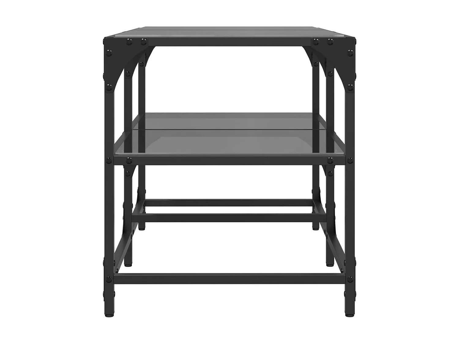 Table basse avec dessus en verre noir 78,5x40x45 cm acier