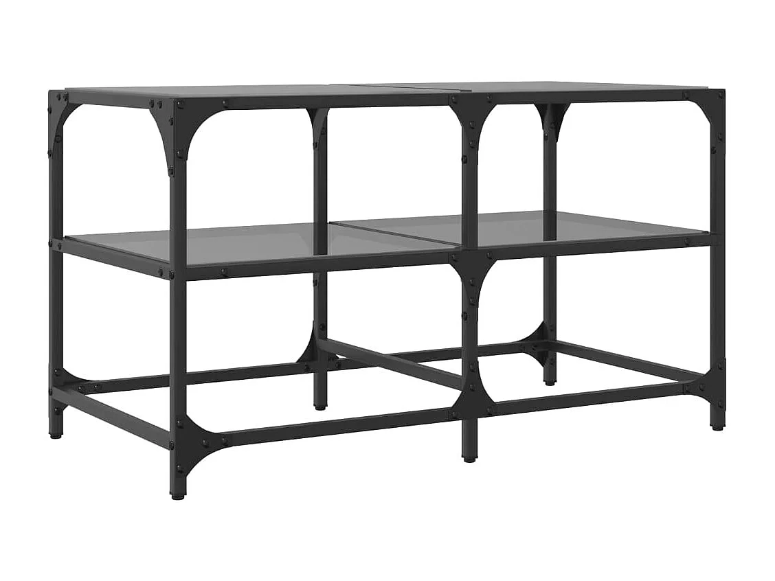 Table basse avec dessus en verre noir 78,5x40x45 cm acier