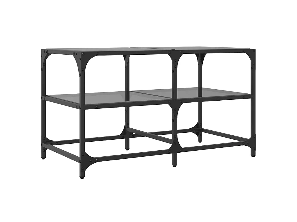 Mesa de centro com topo em vidro preto 78,5x40x45 cm aço