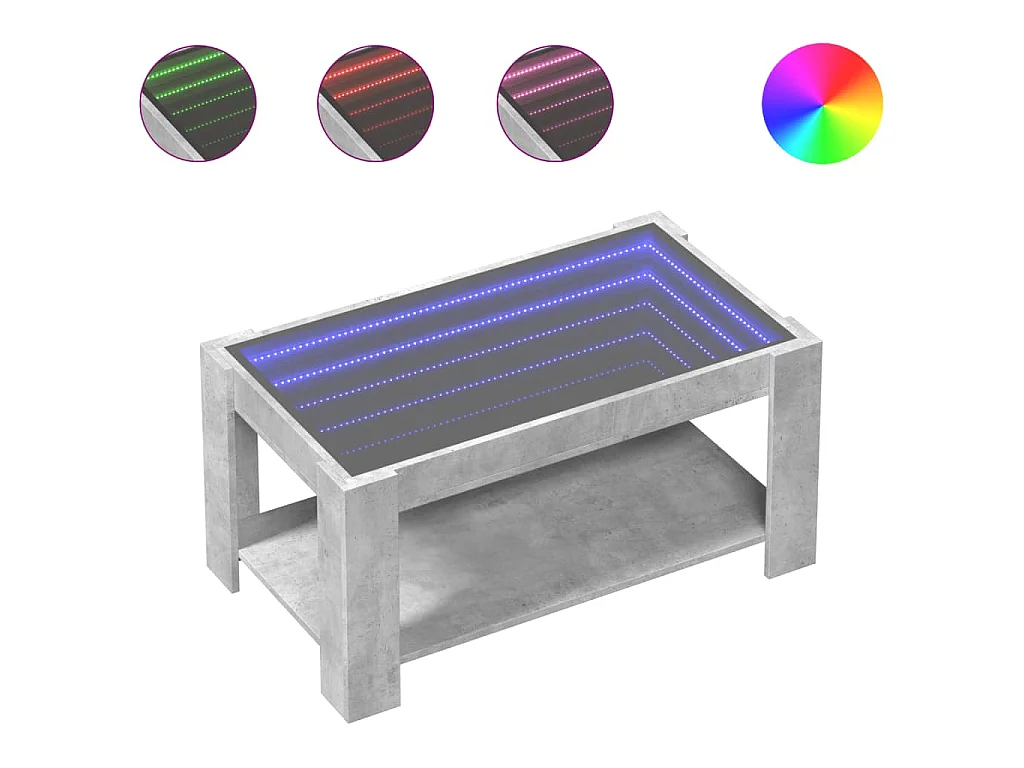 LED-Couchtisch Betongrau 93x53x45 cm Holzwerkstoff