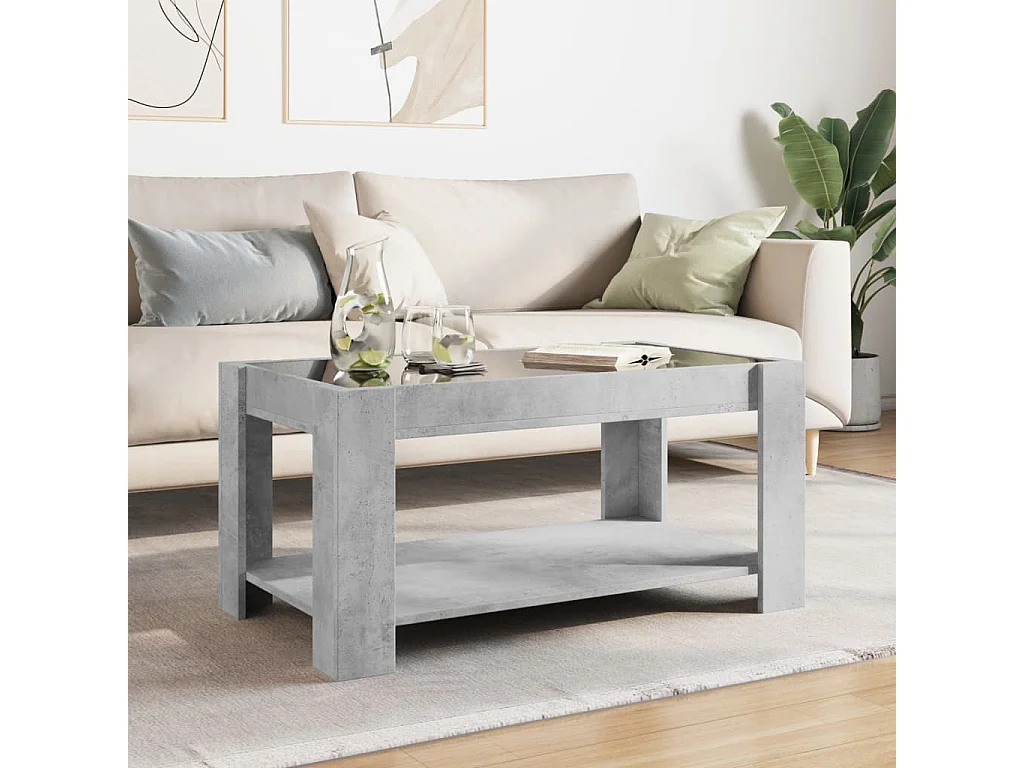 LED-Couchtisch Betongrau 93x53x45 cm Holzwerkstoff