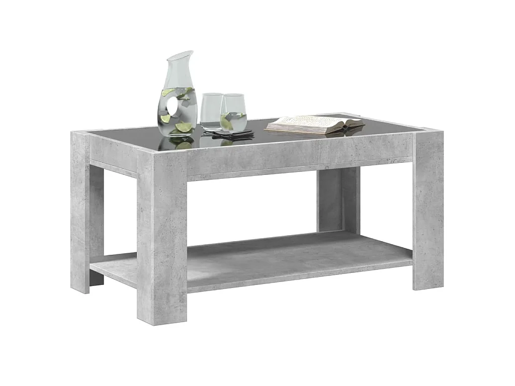 LED-Couchtisch Betongrau 93x53x45 cm Holzwerkstoff