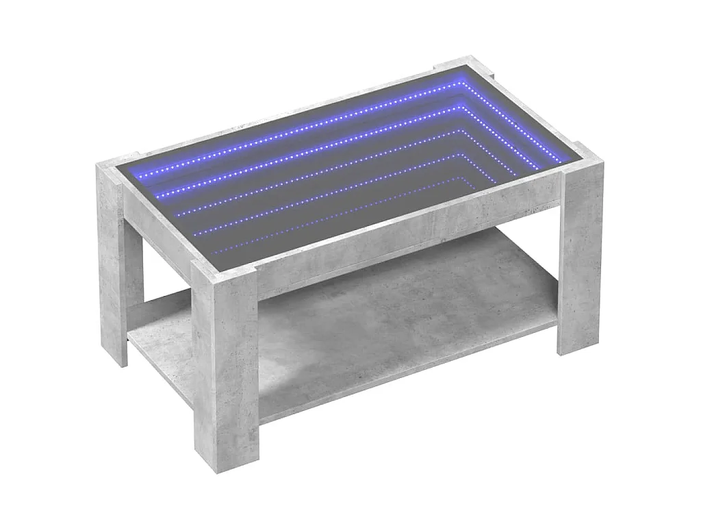 Mesa de centro y LED madera ingeniería gris hormigón 93x53x45cm
