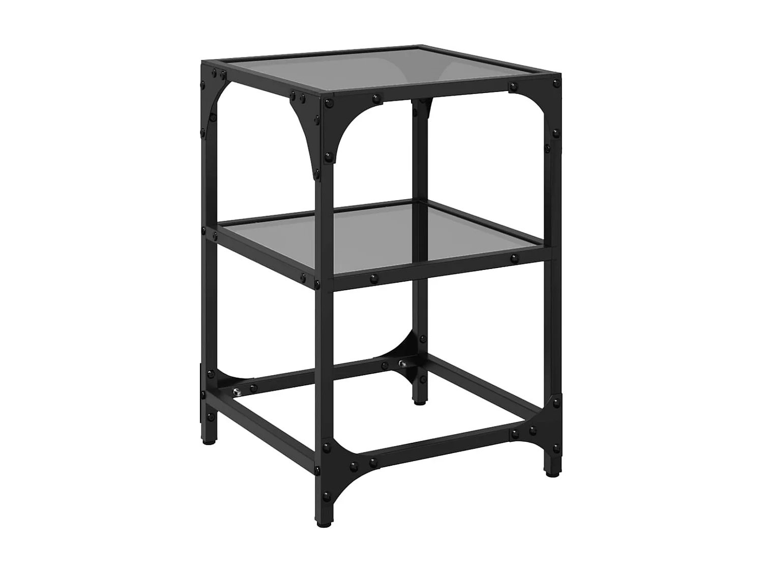 Mesa de centro com tampo em vidro preto 30x30x45 cm aço