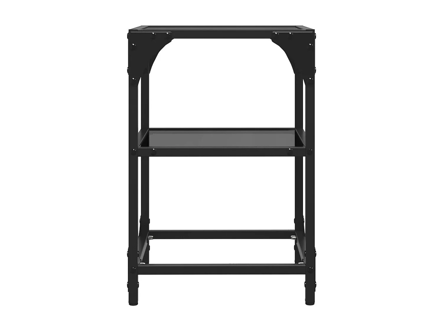 Mesa de centro com tampo em vidro preto 30x30x45 cm aço