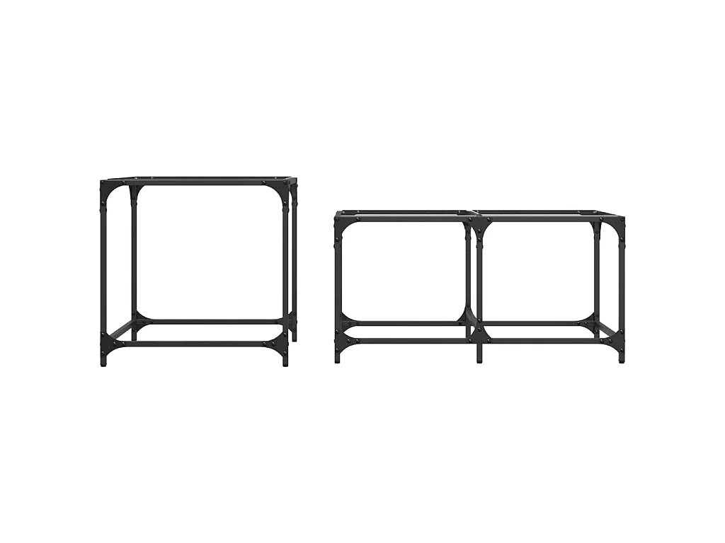 2-delige Tafeltjesset met transparant glazen blad staal