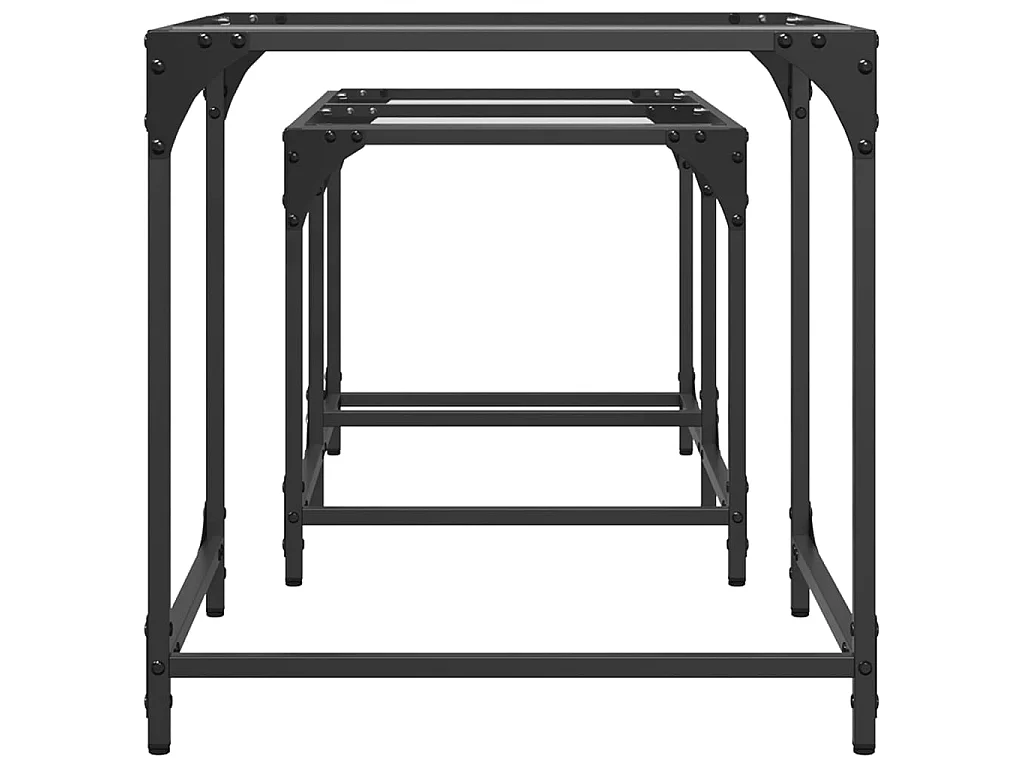 2-delige Tafeltjesset met transparant glazen blad staal