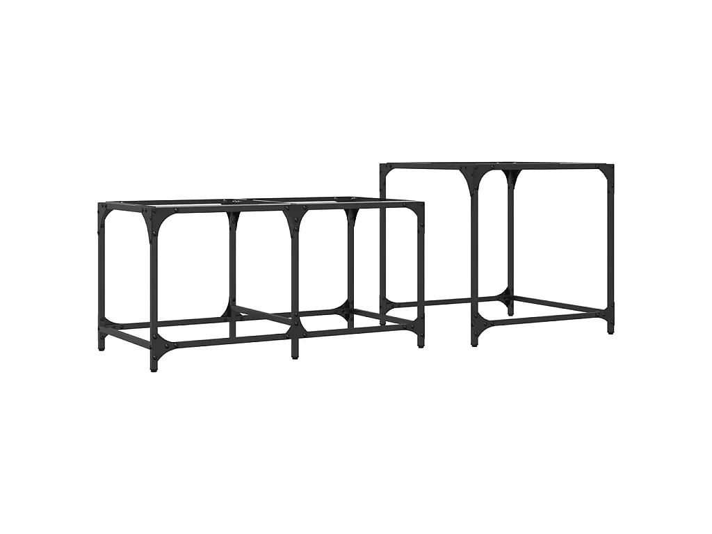 2-delige Tafeltjesset met transparant glazen blad staal