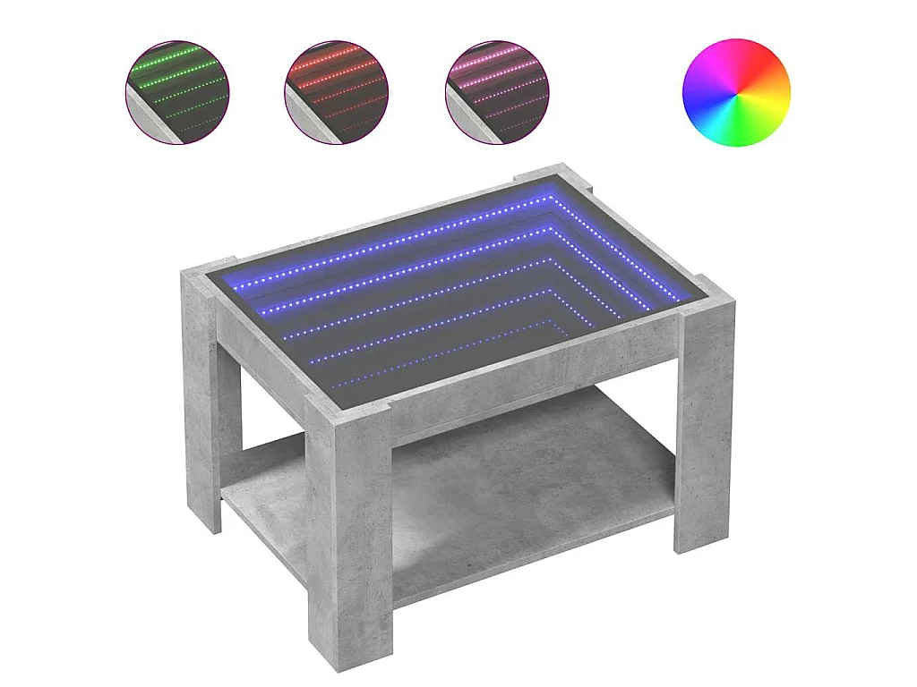 LED-Couchtisch Betongrau 73x53x45 cm Holzwerkstoff