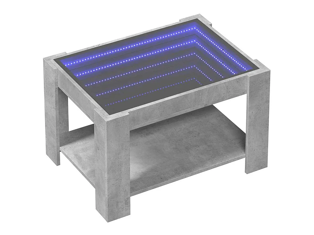 Salontafel met LED 73x53x45 cm bewerkt hout betongrijs