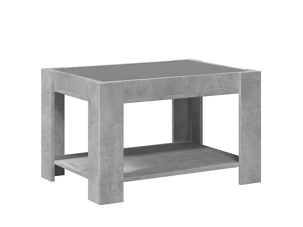 Salontafel met LED 73x53x45 cm bewerkt hout betongrijs