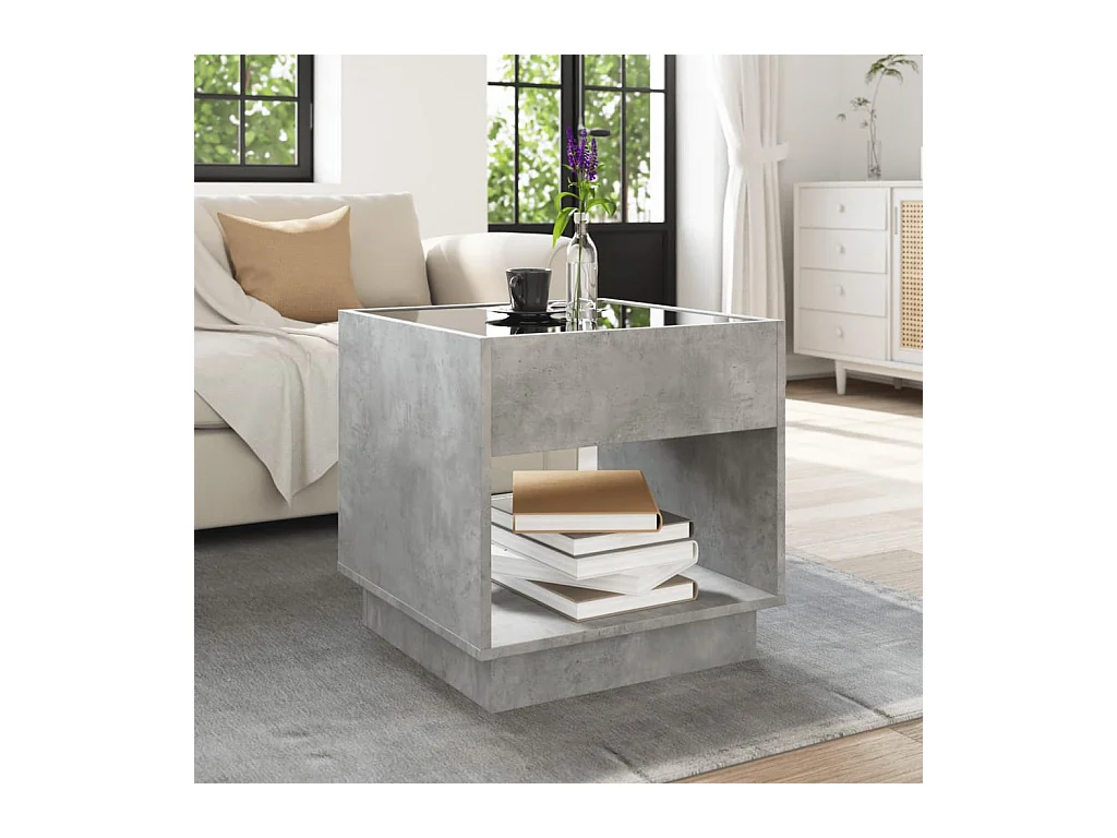 Table basse avec LED infini gris béton 50x50x50 cm