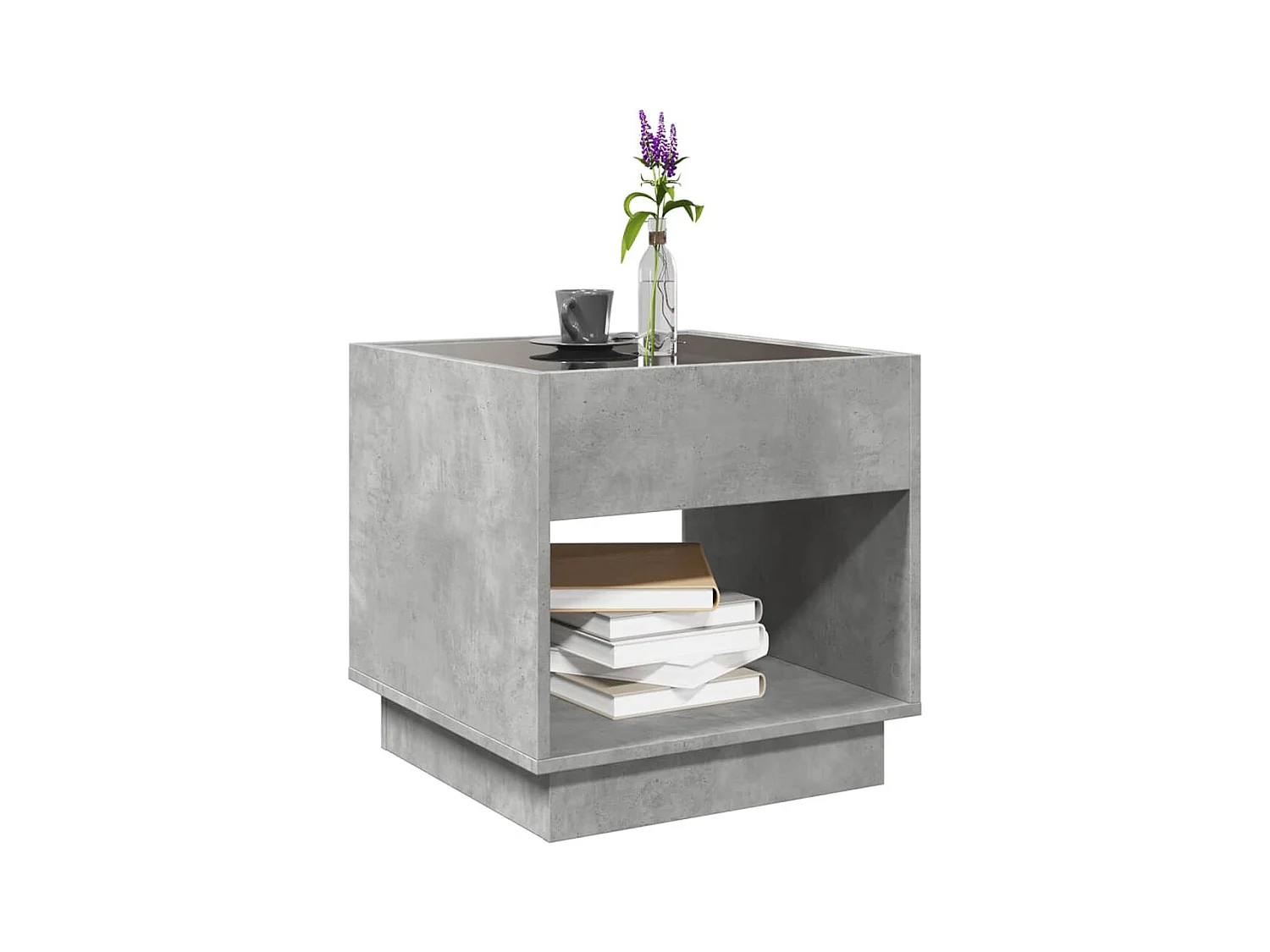 Table basse avec LED infini gris béton 50x50x50 cm