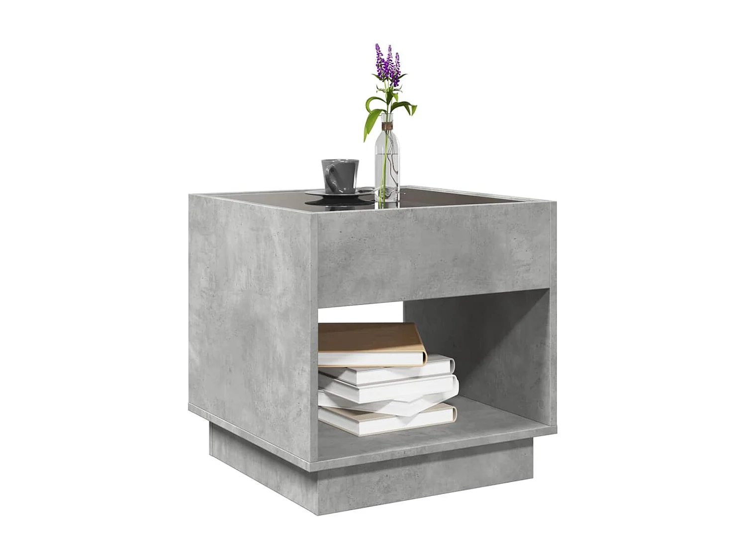 Table basse avec LED infini gris béton 50x50x50 cm