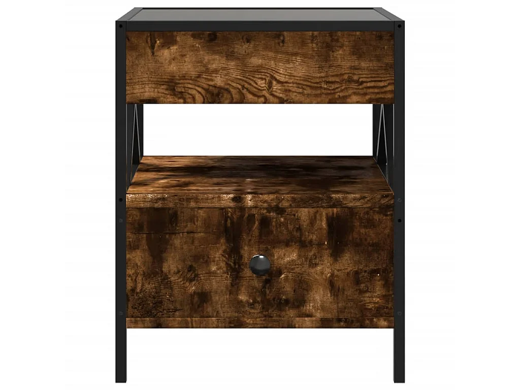 Table basse avec LED Infinity chêne fumé 40x40x51 cm
