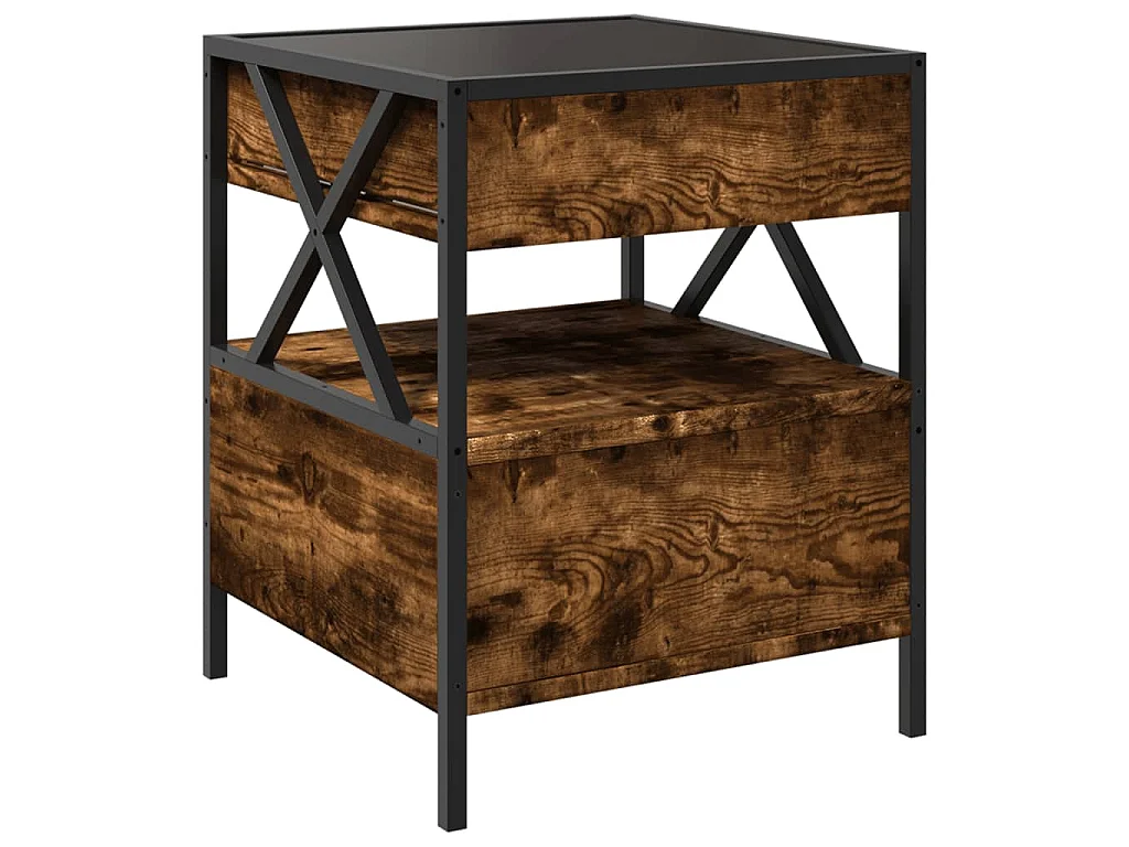 Table basse avec LED Infinity chêne fumé 40x40x51 cm