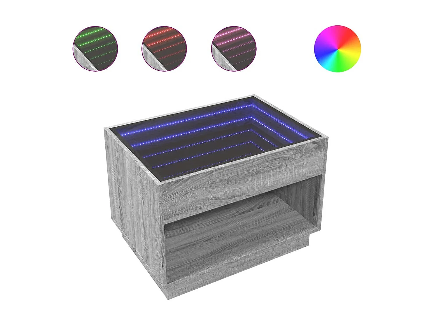 Salontafel met Infinity LED 70x50x50 cm grijs sonoma eikenkleur