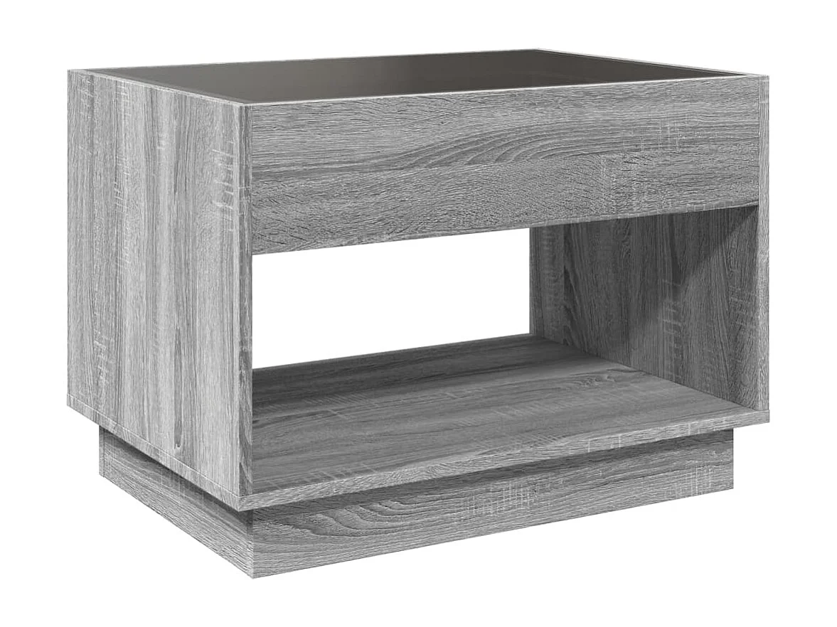 Salontafel met Infinity LED 70x50x50 cm grijs sonoma eikenkleur
