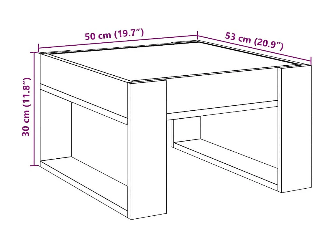 Table basse avec LED infini noir 50x53x30 cm