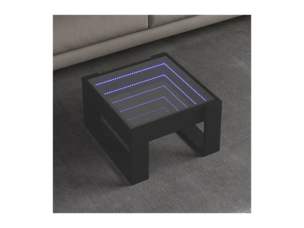 Table basse avec LED infini noir 50x53x30 cm