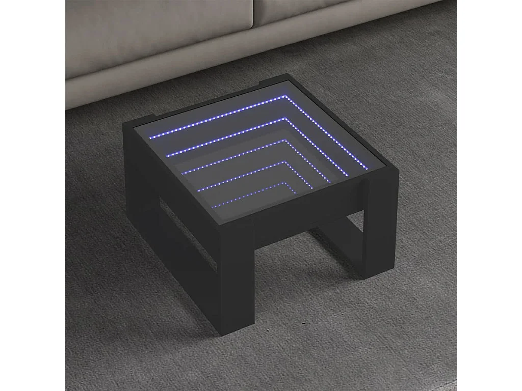 Tavolino da Salotto con LED Infinity Nero 50x53x30 cm