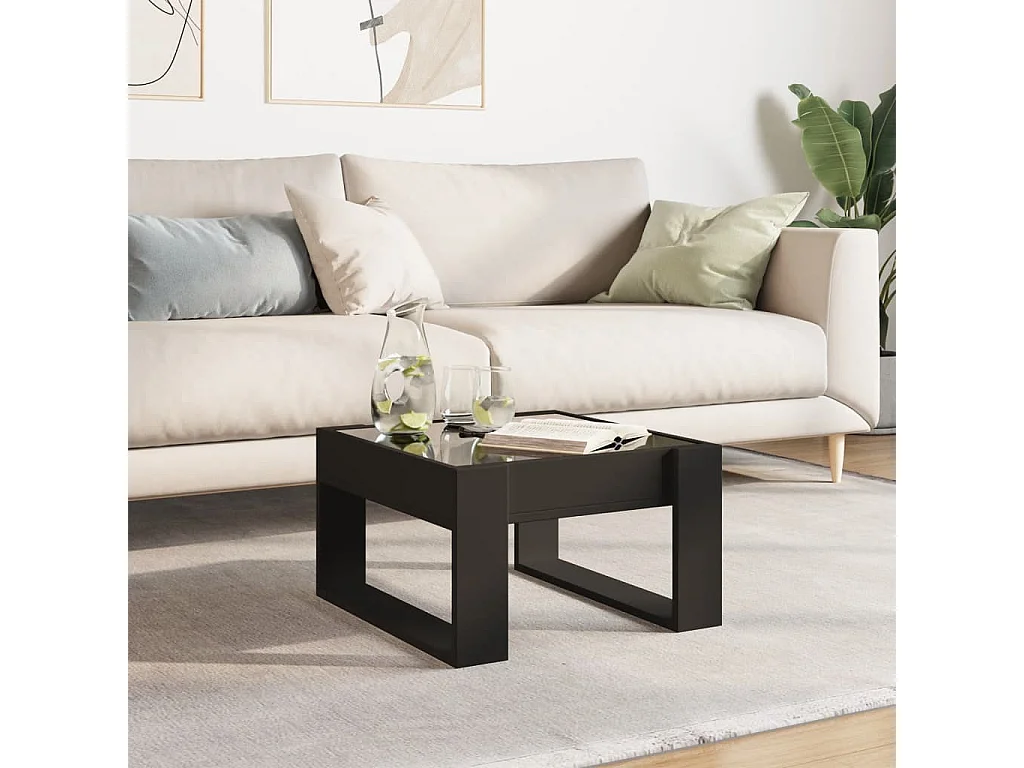 Tavolino da Salotto con LED Infinity Nero 50x53x30 cm