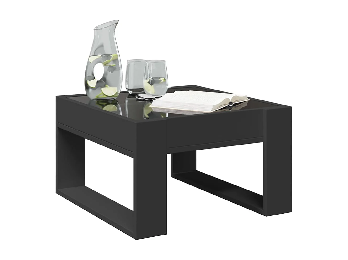 Tavolino da Salotto con LED Infinity Nero 50x53x30 cm