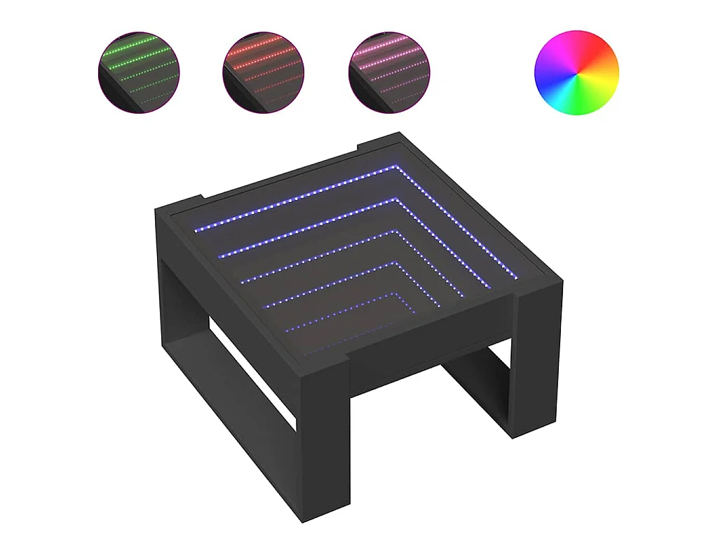 Couchtisch mit Infinity-LED Schwarz 50x53x30 cm