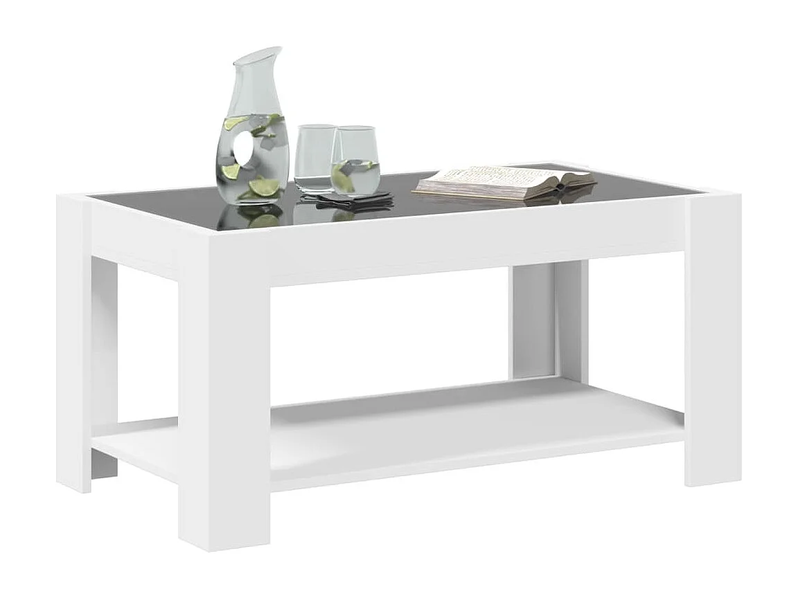 Mesa de centro c/ LEDs 93x53x45 cm derivados de madeira branco
