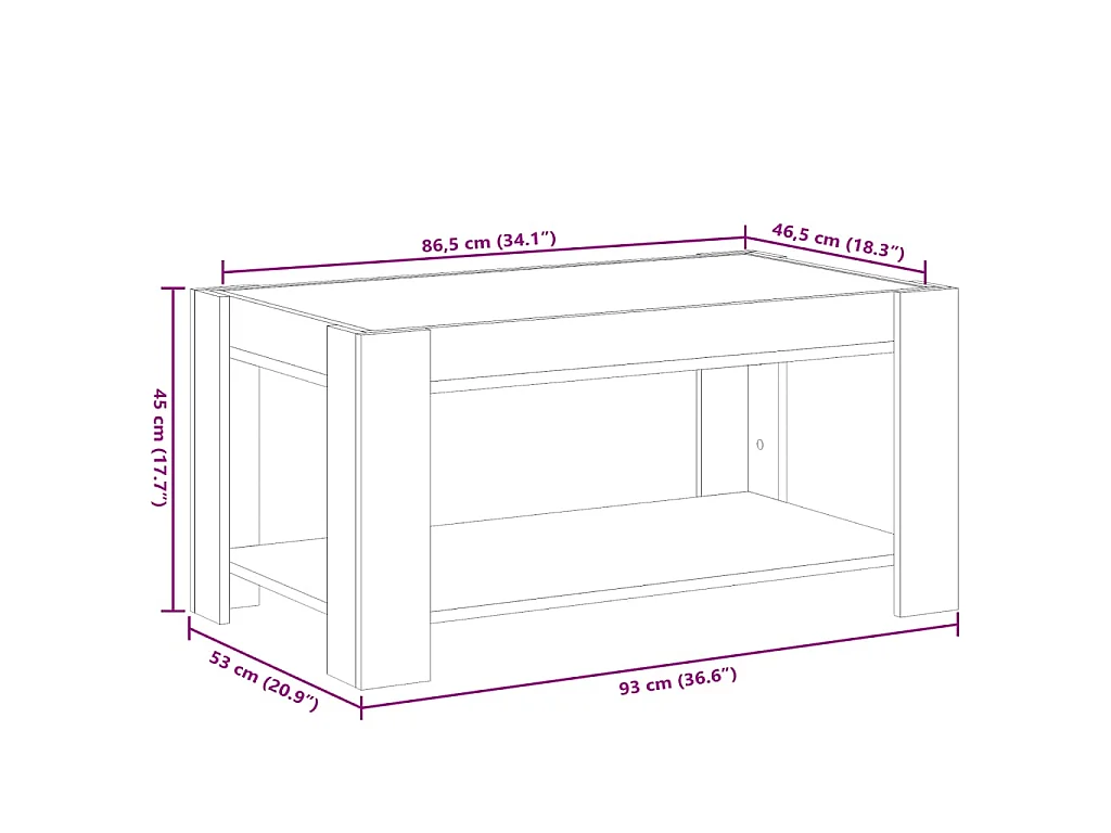 Tavolino Salotto con LED Bianco 93x53x45 cm Legno Multistrato