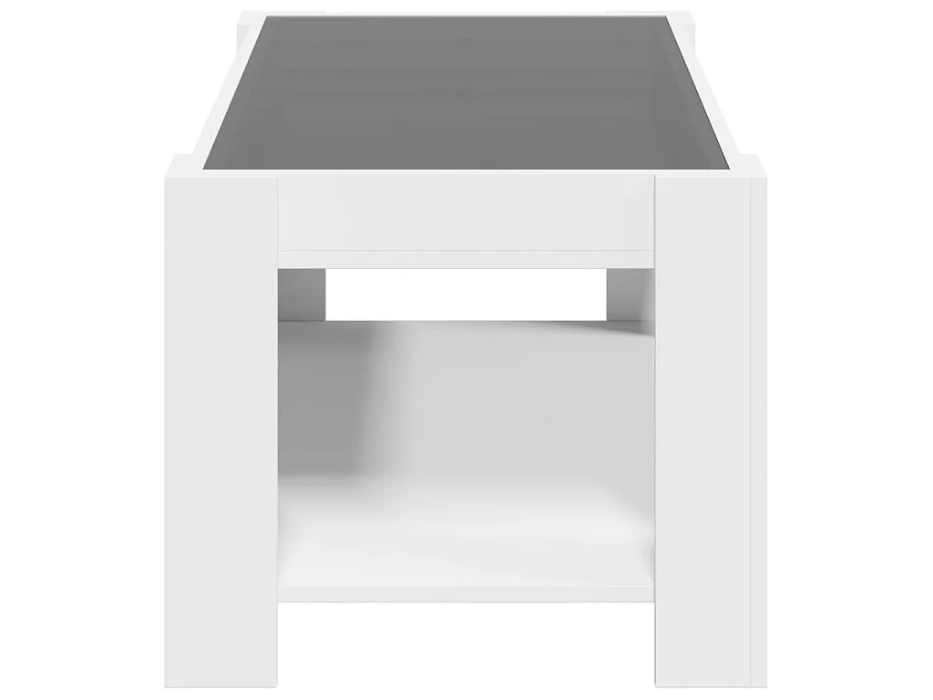 Tavolino Salotto con LED Bianco 93x53x45 cm Legno Multistrato