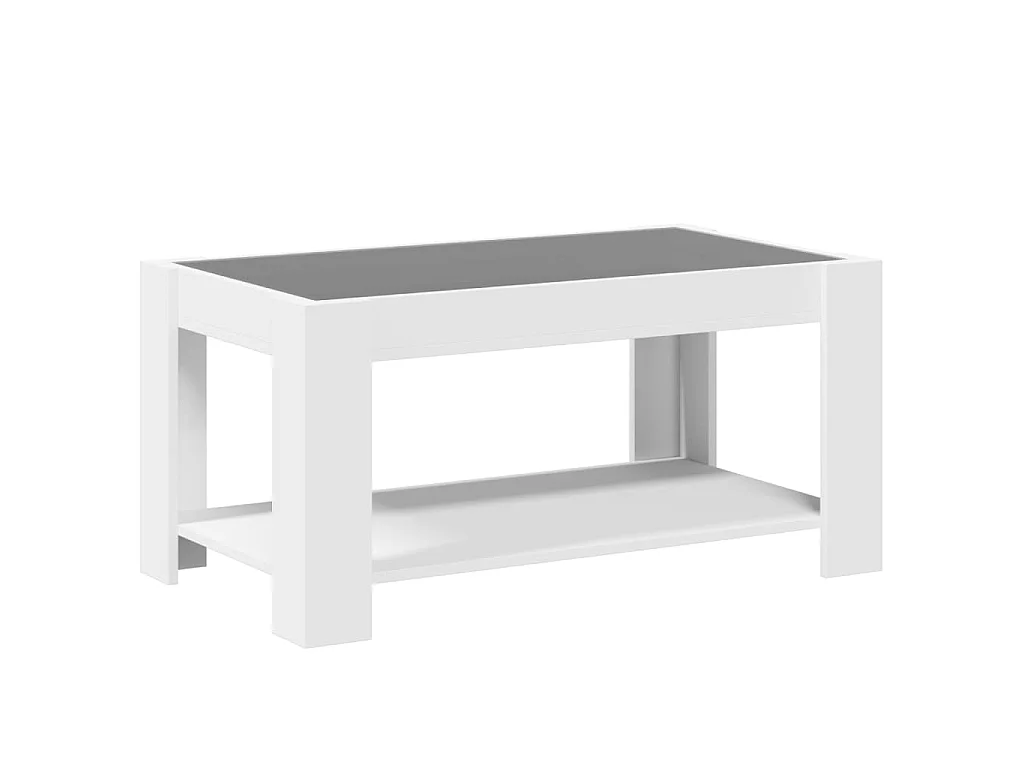 Tavolino Salotto con LED Bianco 93x53x45 cm Legno Multistrato
