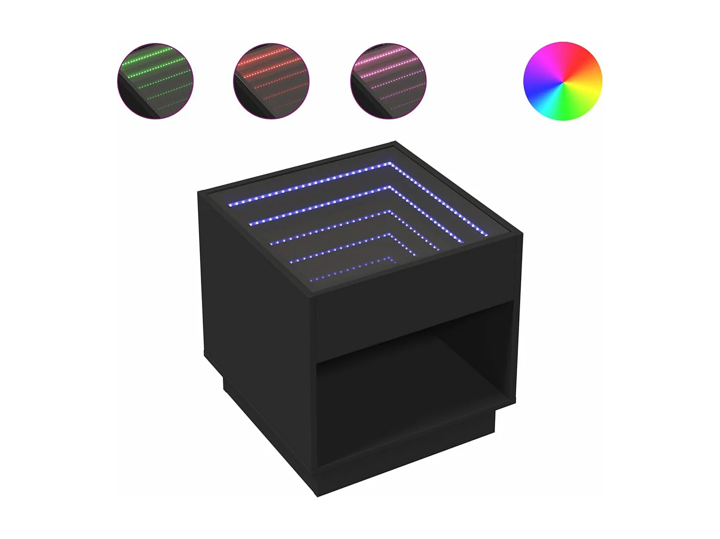 Table basse avec LED infini noir 50x50x50 cm