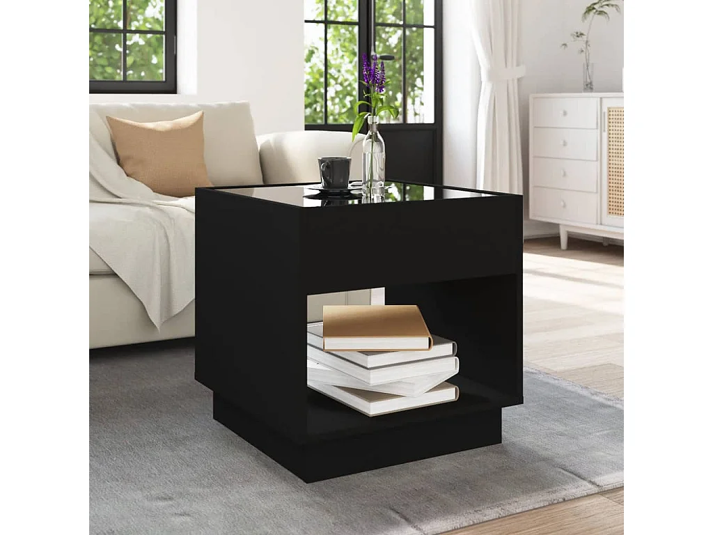 Table basse avec LED infini noir 50x50x50 cm