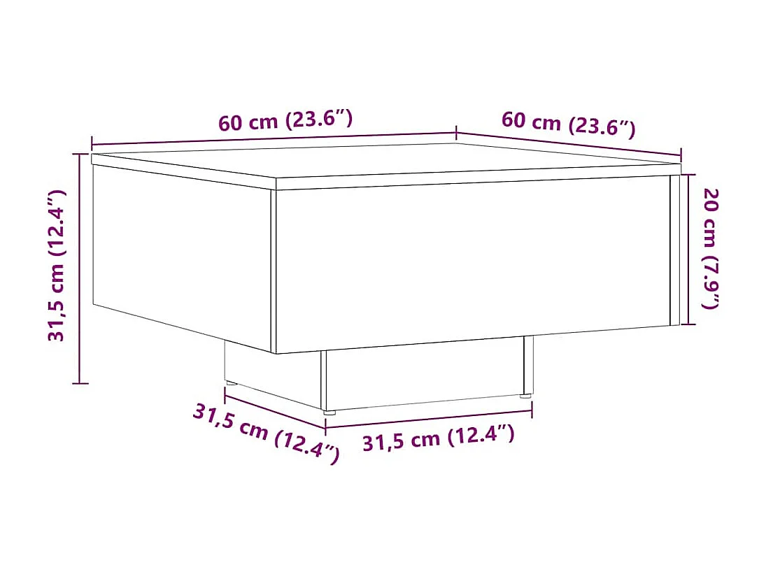 Couchtisch Altholz-Optik 60x60x31,5 cm Holzwerkstoff