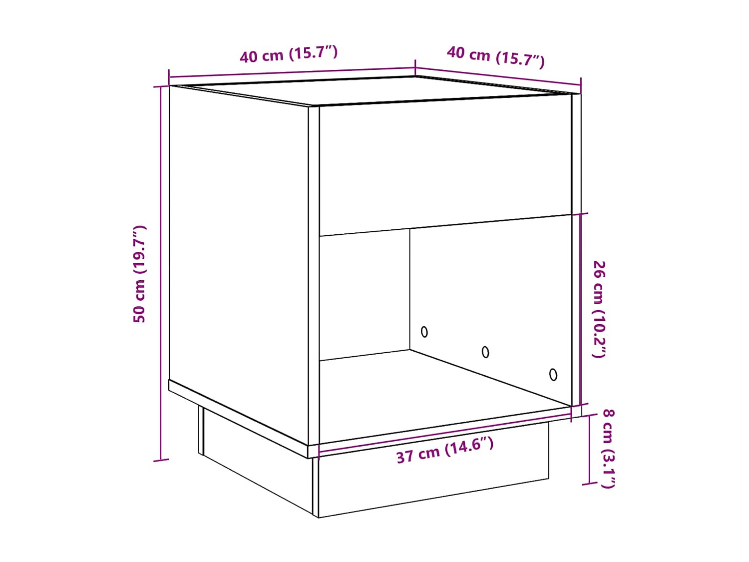 Table basse avec LED infini blanc 40x40x50 cm