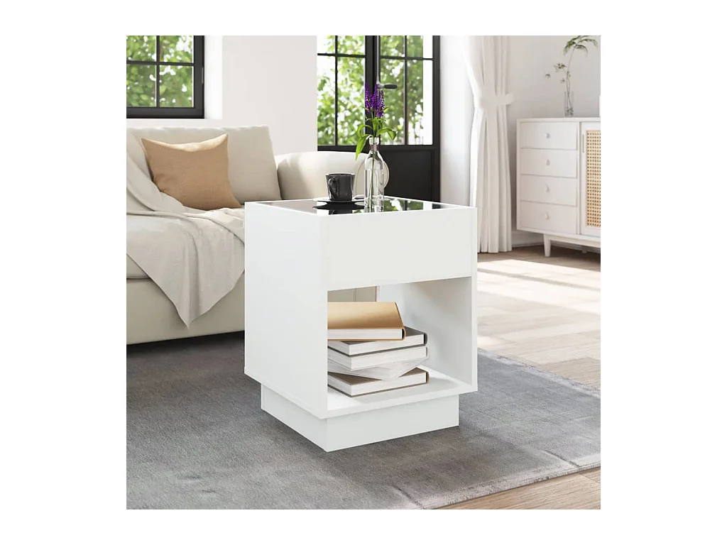 Salontafel met Infinity LED 40x40x50 cm wit