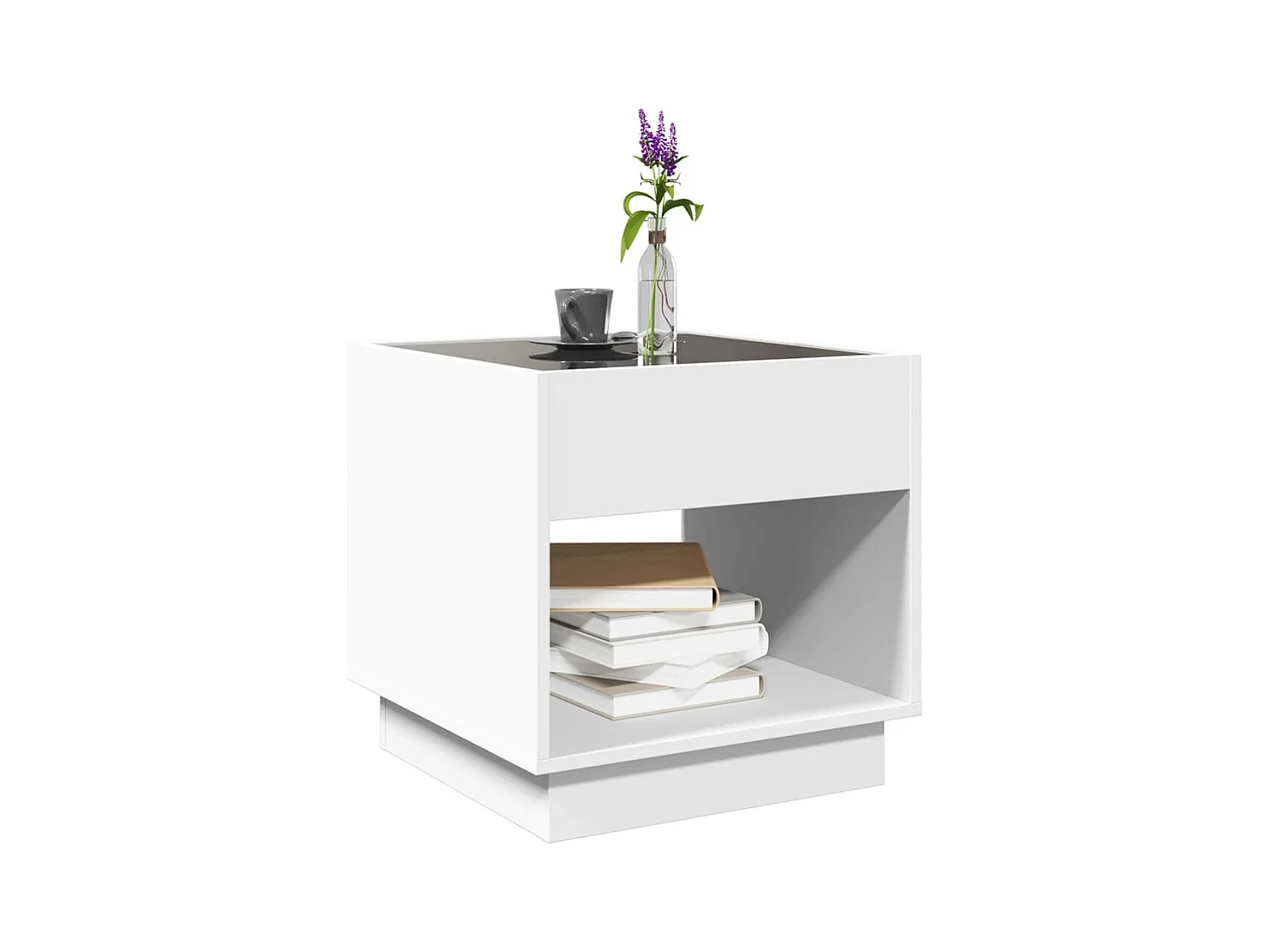Salontafel met Infinity LED 40x40x50 cm wit
