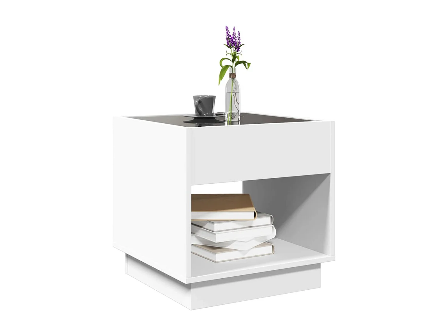 Mesa de centro luzes LED Infinity 40x40x50 cm branco